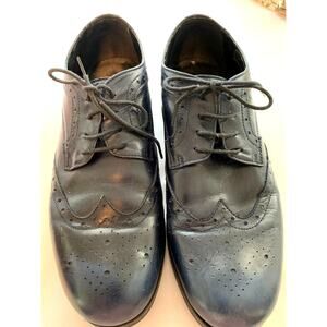 ANNA FIDANZA VERA PELLE BLACK LEATHER BROQUE OXFORD ITALY SZ 40 (WOMEN 9 MEN 7)